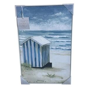 Marmont Hill Striped Ocean Beach Hut Wrapped Canvas Wall Art 17x26 NWT